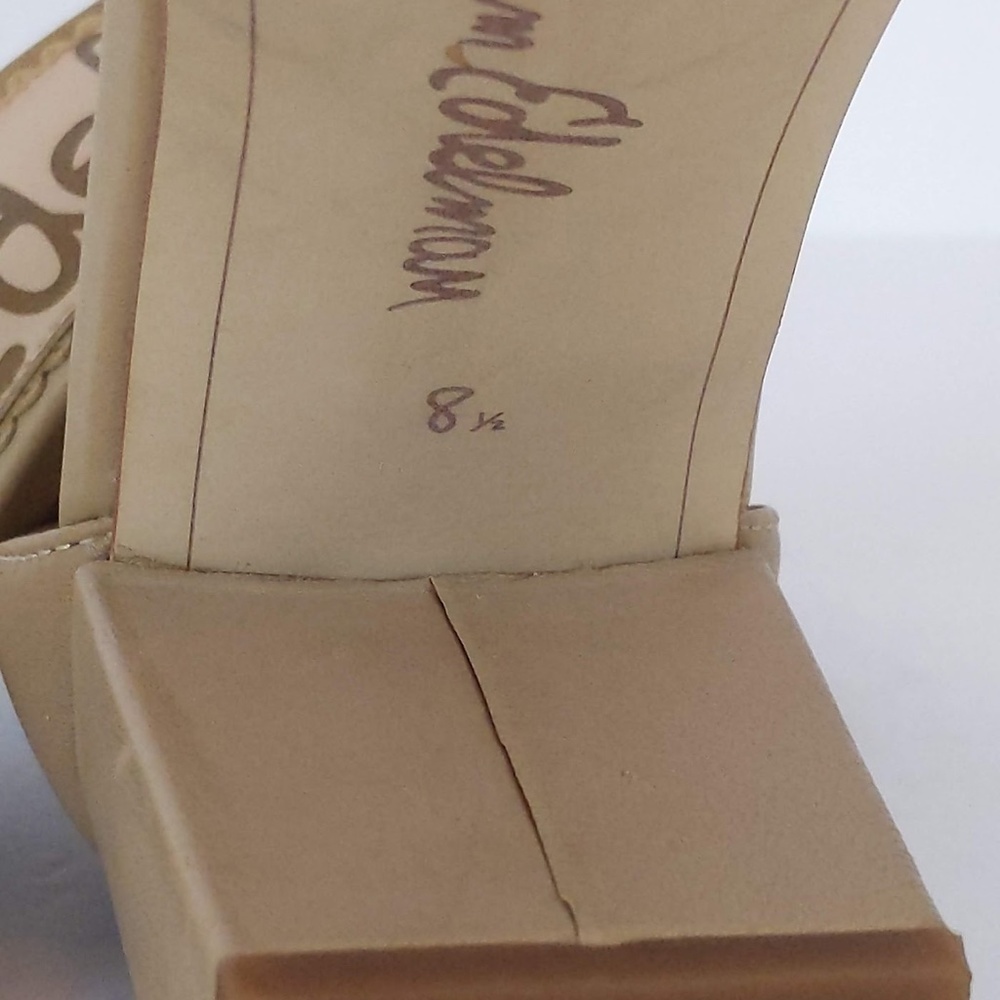 Sam Edelman Beige Leather Open Toe Heels - Picture 11 of 13